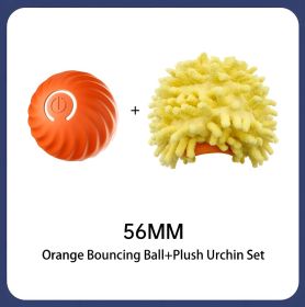 Interactive Bouncing Ball For Dogs,Automatic Smart Toy, Self-moving Rotating Stimulating Pet Entertainment, Noise-Reducing Urchin Cover,USB Recha (Option: Orange Ball-56mm)